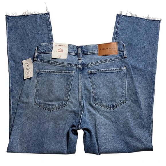 Lucky Brand Denim - Lucky Brand ZOE High Rise Straight Jeans 2 26 Medium Blue Raw Hem 26 X 26.5 NWT